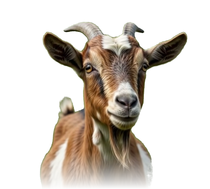 A KG Goat Farm goat looking into the camera
