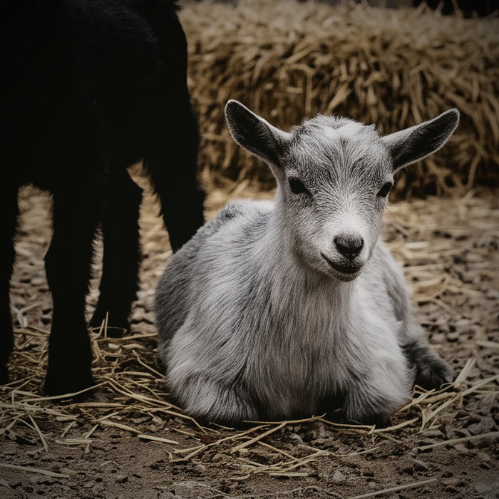 A goat at KG Goat Farm in profile